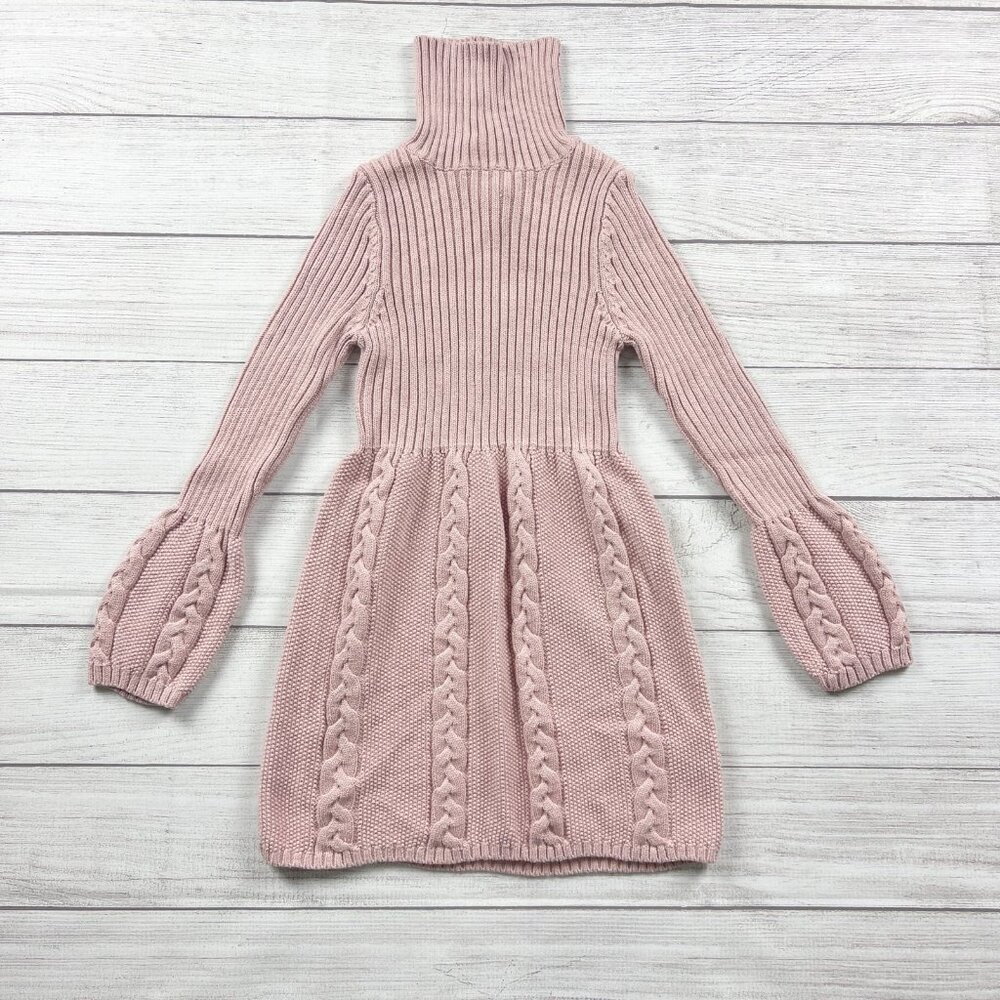 Lulurain Solid Cable Knit Ribbed Sweater Dress